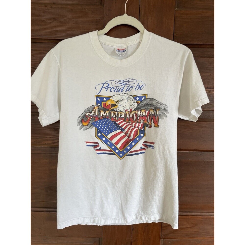 Proud To Be American vintage Hanes Shirt Small Unisex Adult Merica Eagle